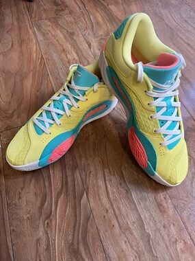 Nike Yellow Turquoise Coral Color-Block Athletic Sneakers